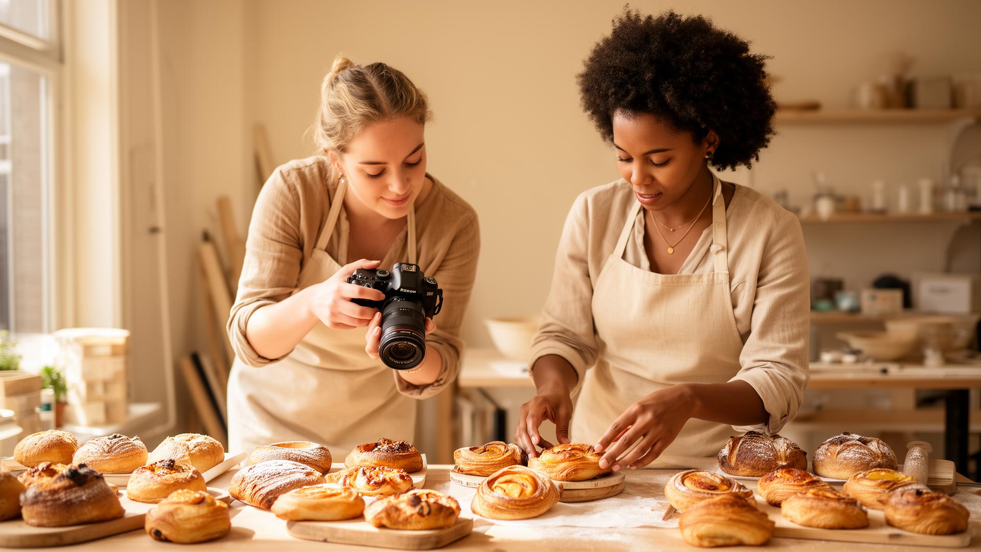 A photographer trading a session with a baker over fresh pastries